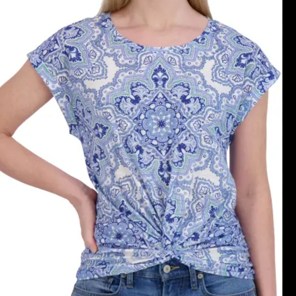 Lucky Brand Medallion Print Cotton Crewneck T-Shirt Sz M